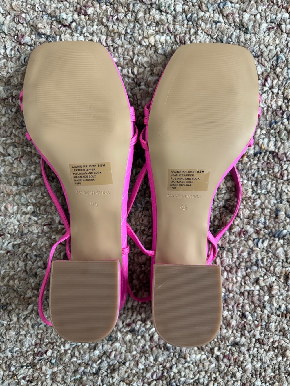 Steve Madden Bright Pink Croc-Textured Strappy Block Heel Sandals - Picture 2 of 6